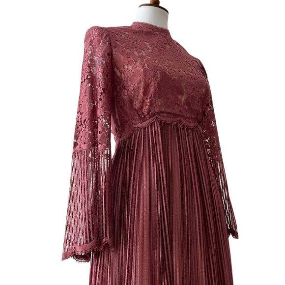 70s Vintage Dress Small Edwardian Maxi Saks Fifth Avenue Alfred Bosand Lace Hoco - Picture 1 of 17